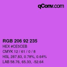 颜色代码: RGB 206 92 235 | qconv.com