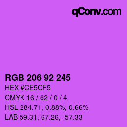 颜色代码: RGB 206 92 245 | qconv.com