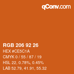 カラーコード: RGB 206 92 26 | qconv.com