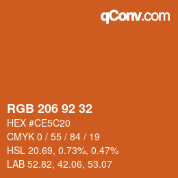 颜色代码: RGB 206 92 32 | qconv.com