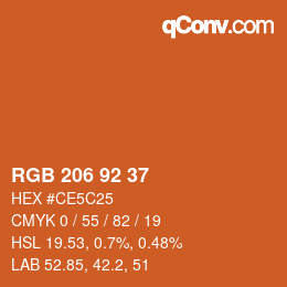 カラーコード: RGB 206 92 37 | qconv.com