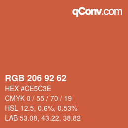 カラーコード: RGB 206 92 62 | qconv.com