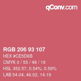 カラーコード: RGB 206 93 107 | qconv.com