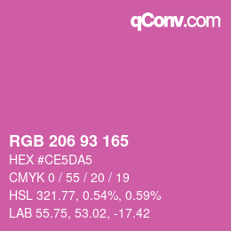 カラーコード: RGB 206 93 165 | qconv.com