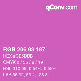 カラーコード: RGB 206 93 187 | qconv.com