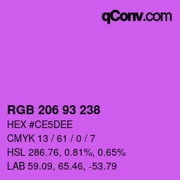 Color code: RGB 206 93 238 | qconv.com