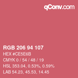 Color code: RGB 206 94 107 | qconv.com