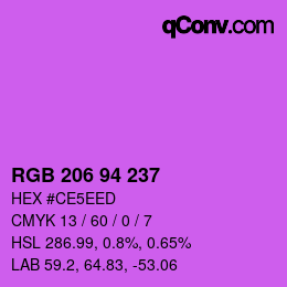 Color code: RGB 206 94 237 | qconv.com