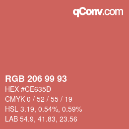 カラーコード: RGB 206 99 93 | qconv.com