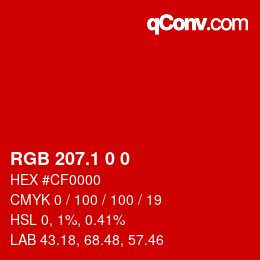 カラーコード: RGB 207.1 0 0 | qconv.com