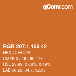カラーコード: RGB 207.1 108 42 | qconv.com