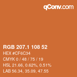 カラーコード: RGB 207.1 108 52 | qconv.com