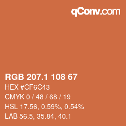 カラーコード: RGB 207.1 108 67 | qconv.com
