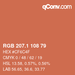 カラーコード: RGB 207.1 108 79 | qconv.com