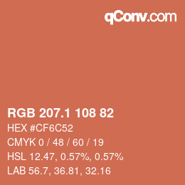 カラーコード: RGB 207.1 108 82 | qconv.com