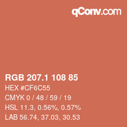 カラーコード: RGB 207.1 108 85 | qconv.com