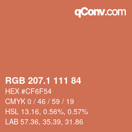 カラーコード: RGB 207.1 111 84 | qconv.com