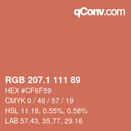 カラーコード: RGB 207.1 111 89 | qconv.com