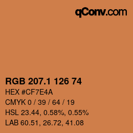 カラーコード: RGB 207.1 126 74 | qconv.com