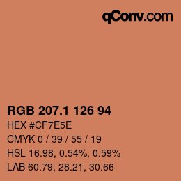 カラーコード: RGB 207.1 126 94 | qconv.com