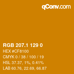 カラーコード: RGB 207.1 129 0 | qconv.com