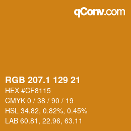 カラーコード: RGB 207.1 129 21 | qconv.com