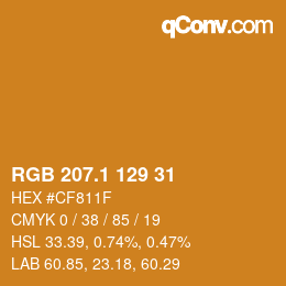 カラーコード: RGB 207.1 129 31 | qconv.com