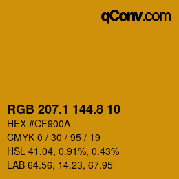 カラーコード: RGB 207.1 144.8 10 | qconv.com