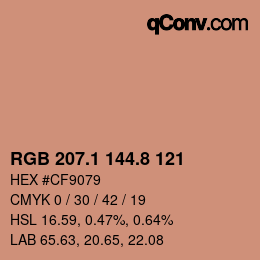 カラーコード: RGB 207.1 144.8 121 | qconv.com