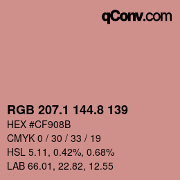 Color code: RGB 207.1 144.8 139 | qconv.com
