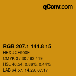 カラーコード: RGB 207.1 144.8 15 | qconv.com