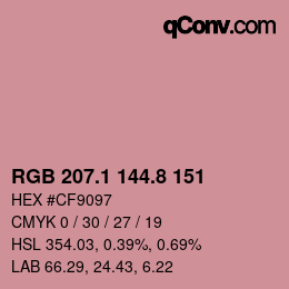 カラーコード: RGB 207.1 144.8 151 | qconv.com