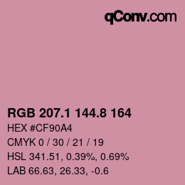 カラーコード: RGB 207.1 144.8 164 | qconv.com