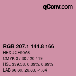 カラーコード: RGB 207.1 144.8 166 | qconv.com