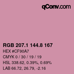 Color code: RGB 207.1 144.8 167 | qconv.com