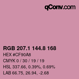 Color code: RGB 207.1 144.8 168 | qconv.com