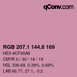 カラーコード: RGB 207.1 144.8 169 | qconv.com