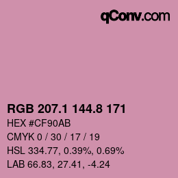 カラーコード: RGB 207.1 144.8 171 | qconv.com