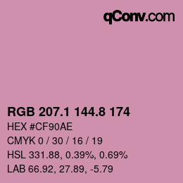 カラーコード: RGB 207.1 144.8 174 | qconv.com