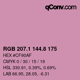 カラーコード: RGB 207.1 144.8 175 | qconv.com