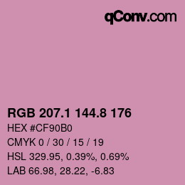 カラーコード: RGB 207.1 144.8 176 | qconv.com