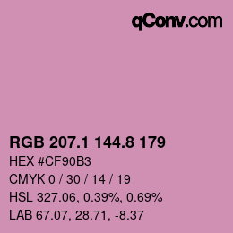 カラーコード: RGB 207.1 144.8 179 | qconv.com