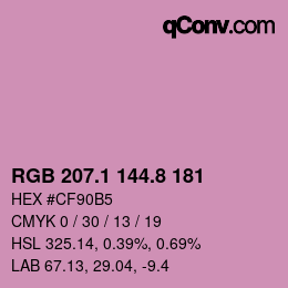 カラーコード: RGB 207.1 144.8 181 | qconv.com