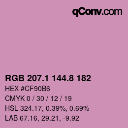 カラーコード: RGB 207.1 144.8 182 | qconv.com