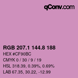カラーコード: RGB 207.1 144.8 188 | qconv.com