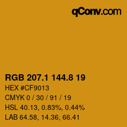 カラーコード: RGB 207.1 144.8 19 | qconv.com