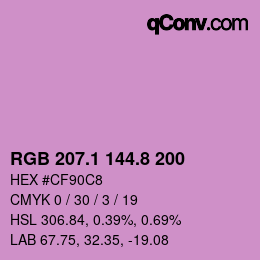カラーコード: RGB 207.1 144.8 200 | qconv.com