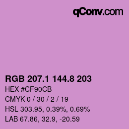 カラーコード: RGB 207.1 144.8 203 | qconv.com