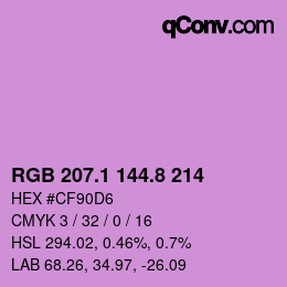 カラーコード: RGB 207.1 144.8 214 | qconv.com