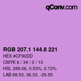 カラーコード: RGB 207.1 144.8 221 | qconv.com